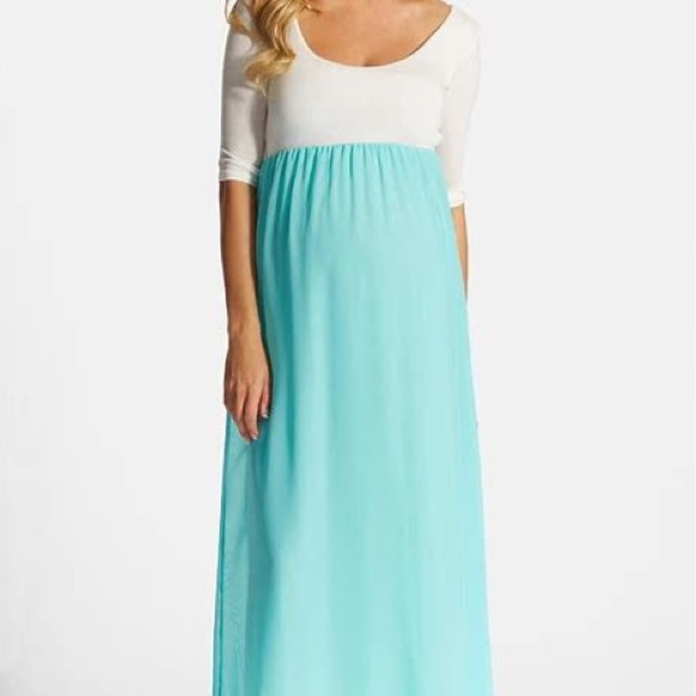 Pinkblush White and Aqua Maxi Dress
